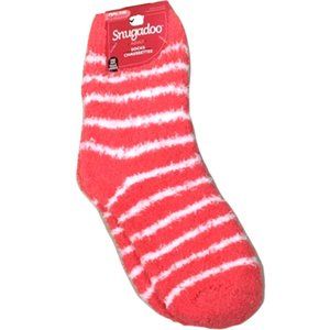 *3/$15* Coral/White Striped Fuzzy Slipper Socks